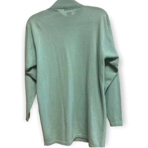 PRECIOUS FIBERS Mint Green 100% Cashmere Button Embellishment Small Sweater - Picture 4 of 6